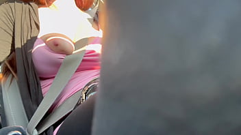 Italian Big tits Milf Artemisia Love Hot solo Car ride flashing big horny tits and nipples