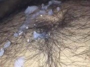 Quick cum on hairy body