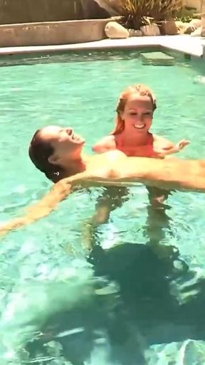 Sexy bitches tribbing and fucking after they hook up in the pool   Clip 2