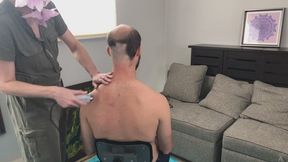 Woman Shaving Man