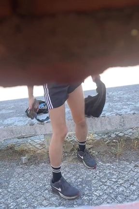 Amateur Boy Caught Freeballing and Exposing His Boner