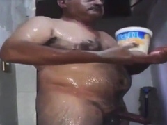 Big-Cock Pakistani Daddy Showers in Locker Room