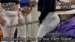 Tessa and Sienna share the Fart Slave with new Roommate Coco Delight! - Coco Debut - Tessa Toots - Sienna Skye
