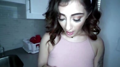 Young Latina babysitter caught red-handed and taken anally in the kitchen