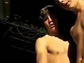 Twink Gets a Helping Hand from His Buddy Outdoors