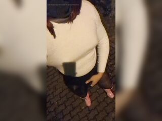 Midnight Walk - Crossdresser walks in pink overknee boots