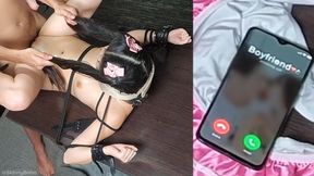 I�m Only 18 Sir! My Boyfriend Will Find Me! Petite Asian Slave Tied Up BDSM Fucked, While Boyfriend On The Phone.