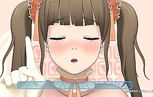 Hentai doll giving blowjob and getting a messy facial