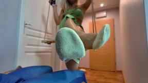 Sophia In Long Dress Sits On A Swing And Massages Doctor Strange’s Dick - Tan Pantyhose And Semi Ballet - Full