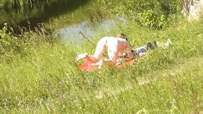 Sexy MILF goes doggystyle on the river bank