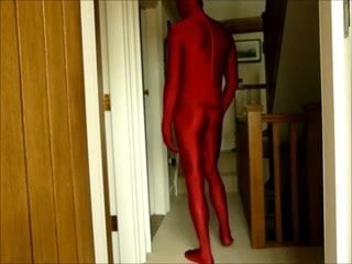 Red spandex spandex morphsuit