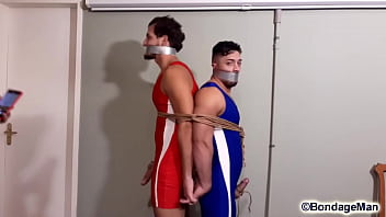 Mike Bebecito and Samuel Decker bound and gagged Gag Test 2 Behind the Scenes