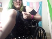 Goth in wheelchair won't let you cum for her foot