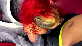 busty slut ms red x bounces on syphon filthy bbc