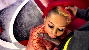 busty slut ms red x bounces on syphon filthy bbc