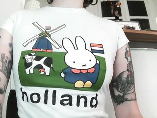 no bra wearing a taut shirt