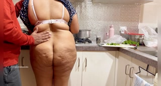 Romantic Indian Couple - Sexy Wife’s Night Wear Lifted Up, Ass Grabbed in the Kitchen