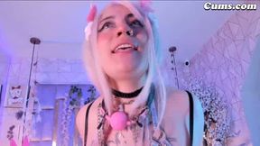 Pink Fishnet Bunny Whore Cums Hard on Massive Toy