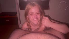 Blonde stepsister wakes me up in the morning with a blowjob