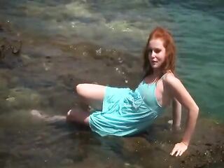 969 Redahaired Barbara Babeure in Ocean with Costume