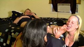 Nat and Jess licking Angie
