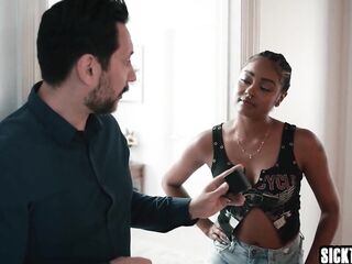 Stepfather drilled his loved large booty black teen stepdaughter Destiny Mira