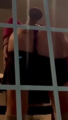 Voyeur style High Heel Gym SLUT Suction Cup Dildo Gym Window   Clip 1