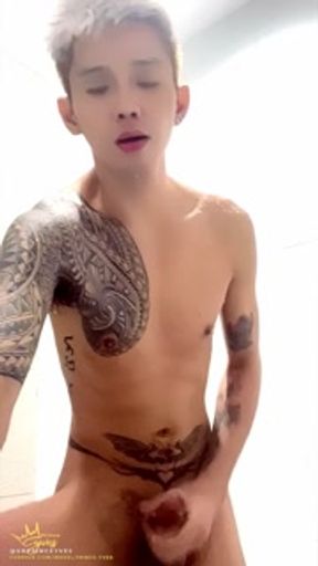 Filipino Inked Twink, Prince Yves, Jerk Off Series-0012: Shower and Jerking Off
