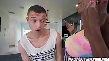 Black milf goes wild fucking her horny stepson