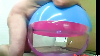 Daddy Plays with Inflatable Beach Ball Sex Toy