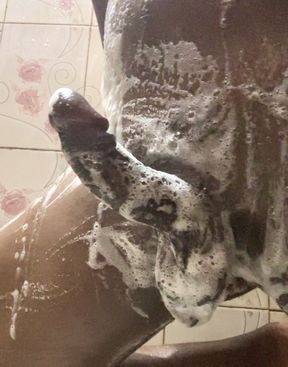 Real Indian massive Big Black Thick Dick erection while bathing and who wanna take  my dick  into her pussy and.cum hard