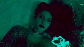 LED Goth Mermaid Bathtub Long Hair Underwater Play in Fishnets and O-ring Collar - Electra Sirena
