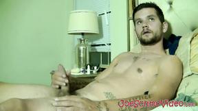 ”Tattooed stud feeds black gay with cum in a goodnight blowjob”