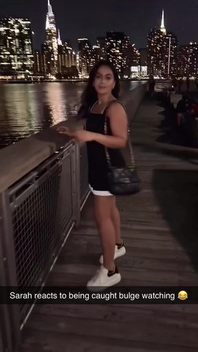 Sarah reacts to being caught watching