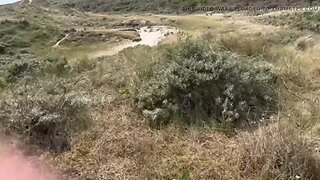 Amateur caught masturbating outdoors on the beach - big cock cumming with strangers cruising!
