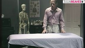 Blonde slut spreads legs as a monster cock destroys her tigtht pussy