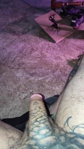 Tattooed Cock Wanking