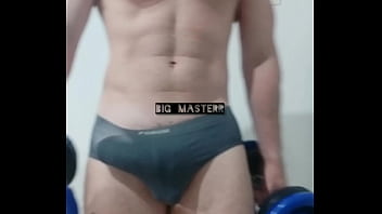 Big Masterr Flexing, training biceps and teasing big buldge