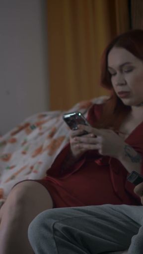 Redhead Stepmom in a Red Robe Gets Fucked Before Dad Gets Home