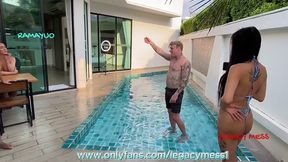 Threesome Outdoor Two Sexy Bg Dicks Asian Shemales Fucking Each Other with a Lucky Hung Guy