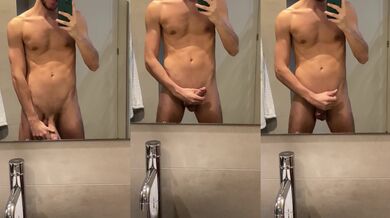 Big cock weeps as pretty boy loses it in sauna hands
