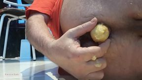 AnzzoSan Eats A Tasty Banana On His Ass In Steamy Gay Anal Scene