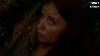 she got a mouthful of warm cum in the forest