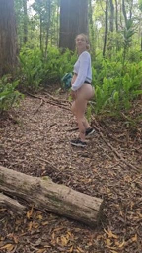 Pregnant hiker likes to tease on trail!