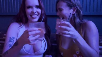 Horny Redhead Cumsluts Scissor Gush In Uber Car Public Fuck