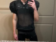 Horny football player twink Devin Holt plays with his fleshjack after the game