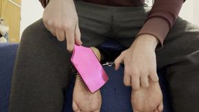 Foot Tickling on “No Ticklish” Argentine Girl - Fingers, Oil & Brush Challenge - Part 1 – HDR