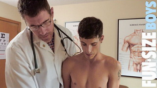 Hung doctor fucks tiny patient bareback during physical