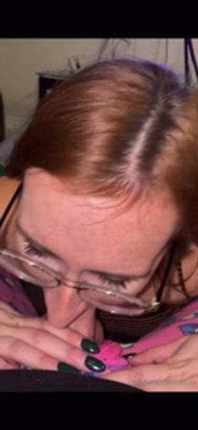 Tattooed Nerdy Red Head Loves to suck Cock
