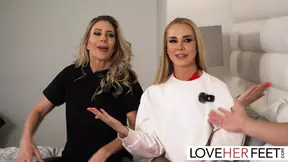 Seductive foot goddess licks and teases pussy